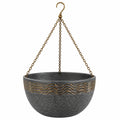 Hängeblumentopf 30 cm Kunststoff Grau Bronze mit Metallketten für Balkon und Garten