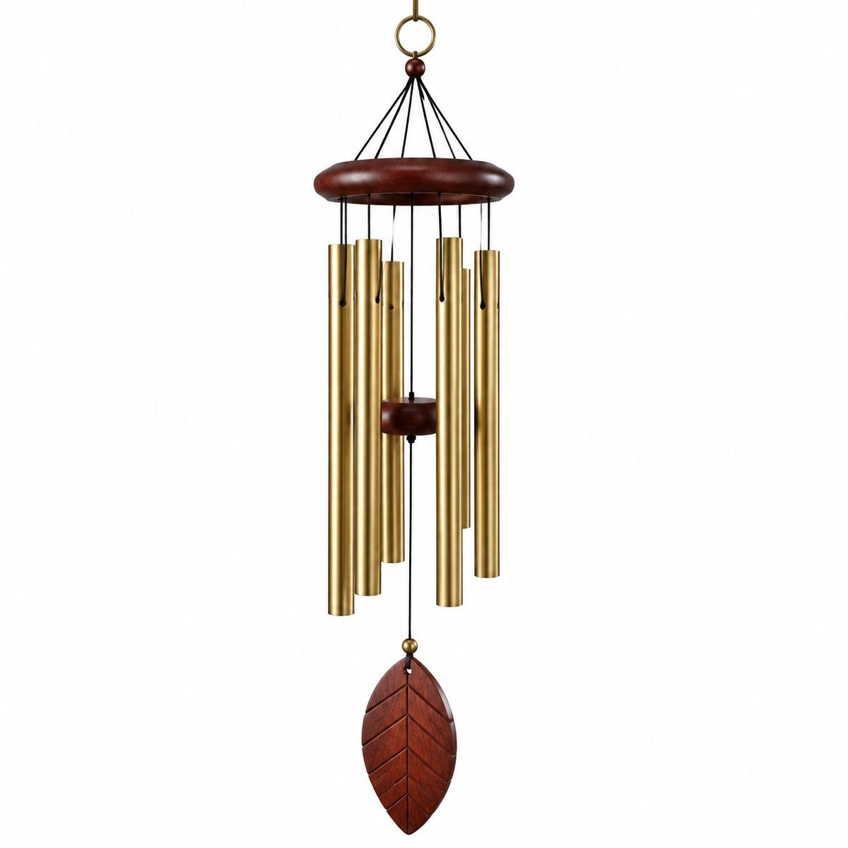 Windspiel 90 cm Metall Holz Goldbraun Hängedekoration