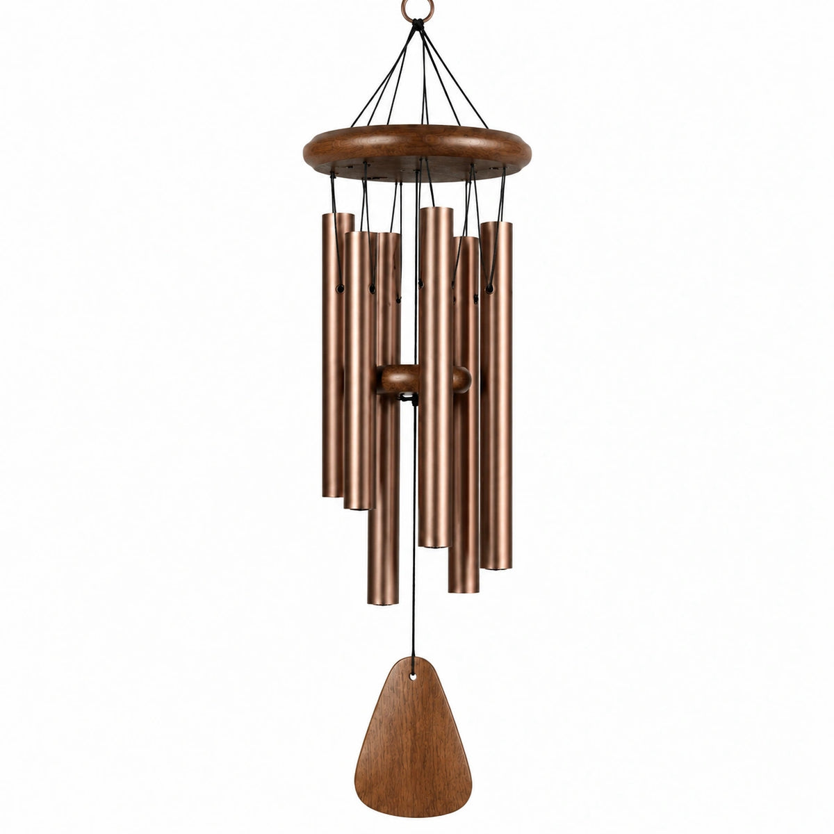 Windspiel 85 cm Metall Holz bronzefarben hängende Gartendekoration