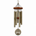 Windspiel 90 cm Metall Holz Braun Messingfarben mit Anhänger für Innen und Außen