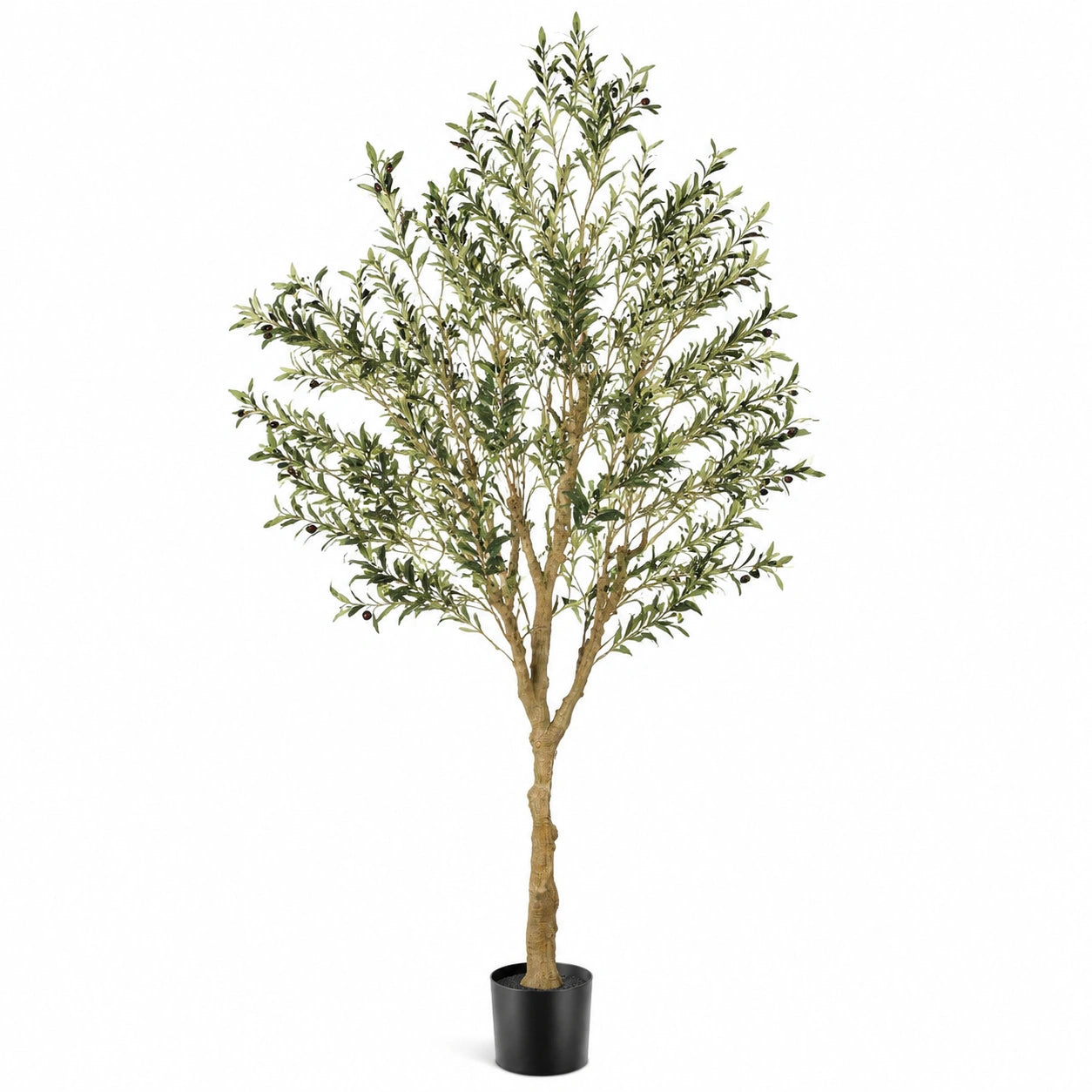 Kunstolivenbaum 180 cm aus Kunststoff Grün-Braun mit Topf für Innenräume