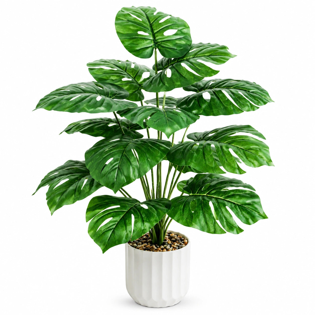 Künstliche Monstera Pflanze 120 cm aus Kunststoff Grün im Topf für Innenräume