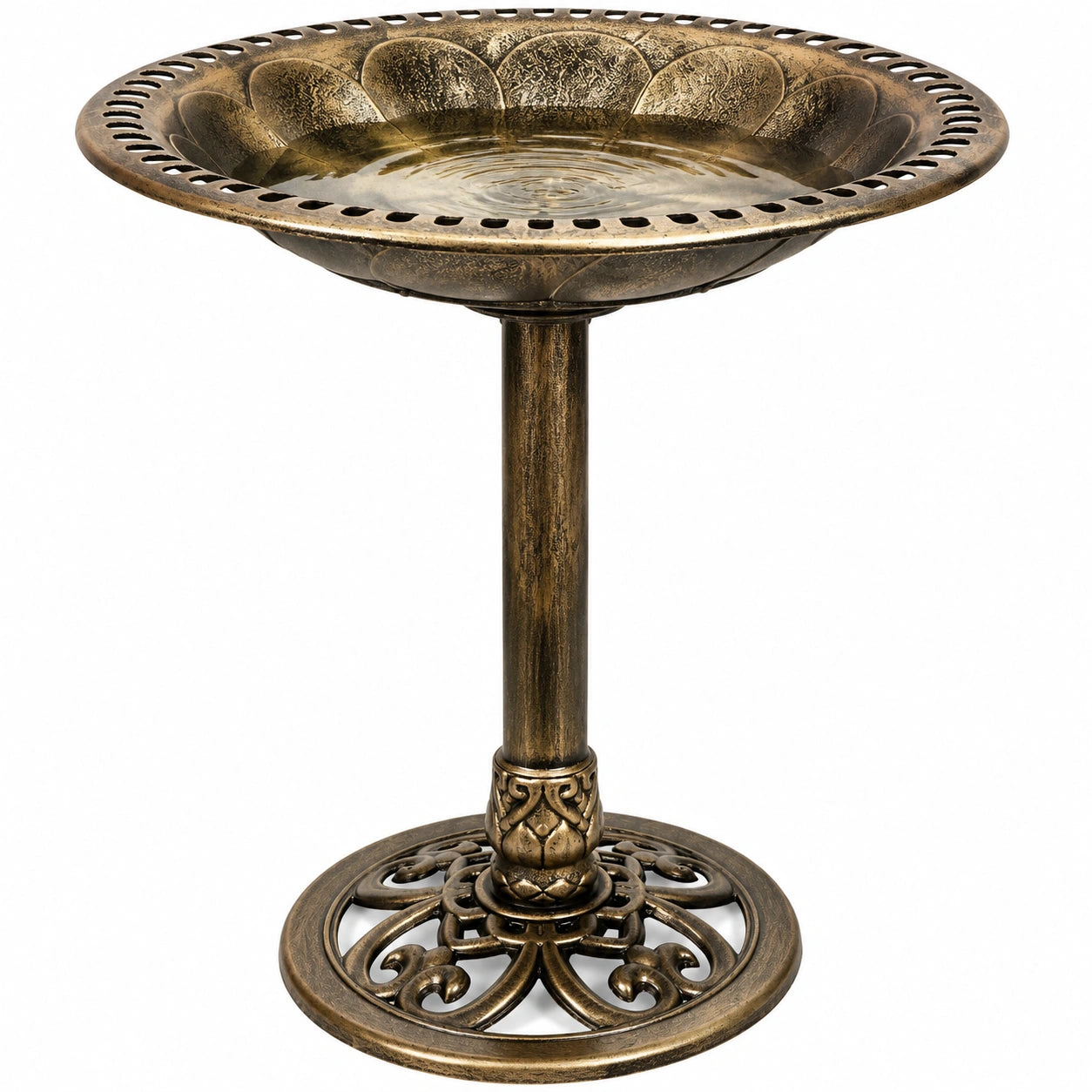 Vogelbad Ø 50 cm Metall Antikbronze freistehend für Garten und Terrasse